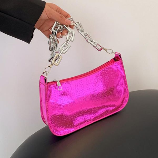 Bolsas de noite simples moda ombro para mulheres bolsa de couro poliuretano brilhante bolsas axilares