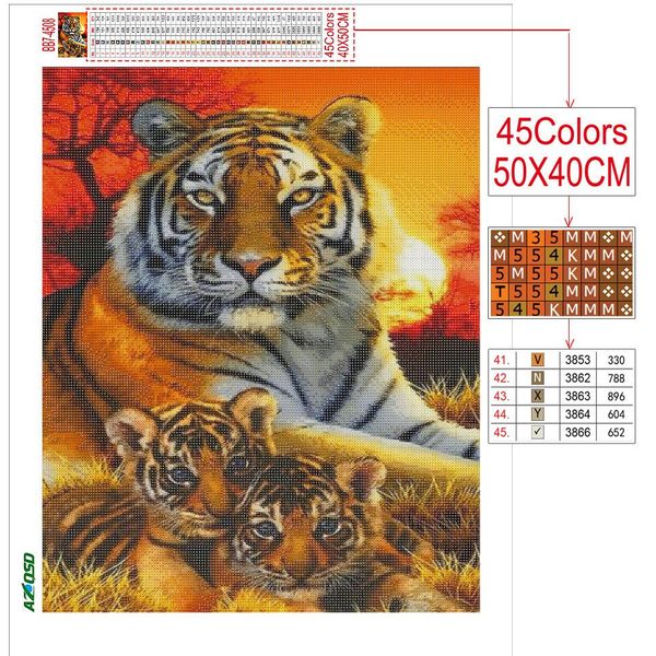 Стичка Azqsd Diamond Painting Tiger Phoenix Декора декор комнаты алмаз вышив