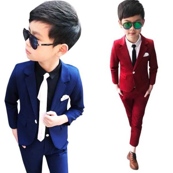 Anzüge Neujahr Jungen Gentleman Anzüge für Hochzeit oder Geburtstag Party Kleider Anzug Blazer Mantel + Hose 2-teiliges Kleidungsset KinderkostümHKD230704