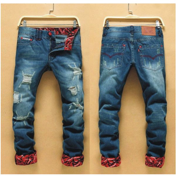 Мужские повседневные прямые джинсы ретро-стройные джинсы джинсы.