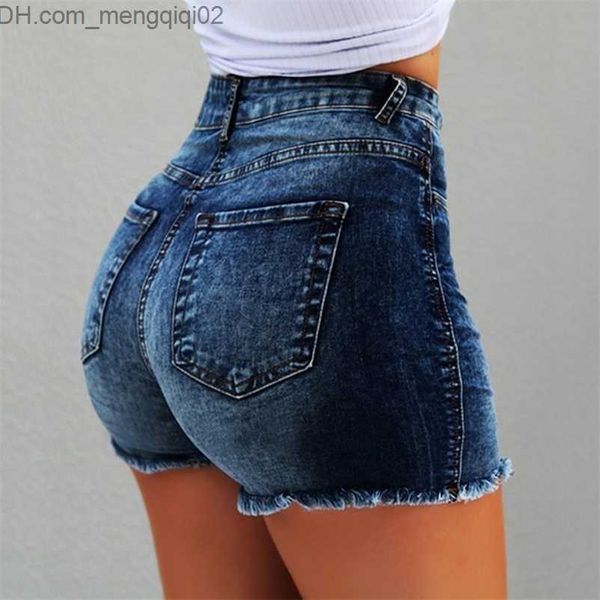 Damen-Shorts, Damen-Jeans-Shorts, Sommer-Dame-Kleidung, hohe Taille, Jeans-Shorts, Fransen, ausgefranste, zerrissene Freizeit-Shorts mit Taschen, Z230704