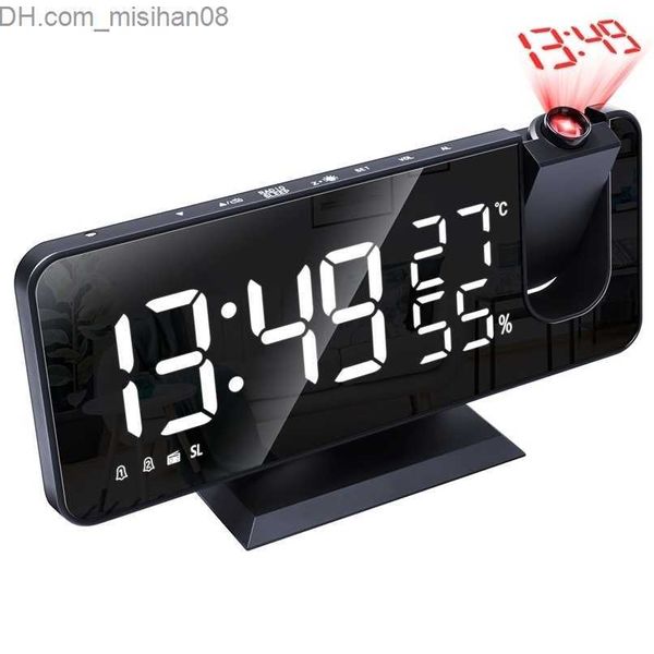 Orologi da tavolo da tavolo Sveglia digitale a LED Orologio da tavolo elettronico Orologi da tavolo elettronici USB Wake Up FM R Time Projector Sze Function 2 Z230704