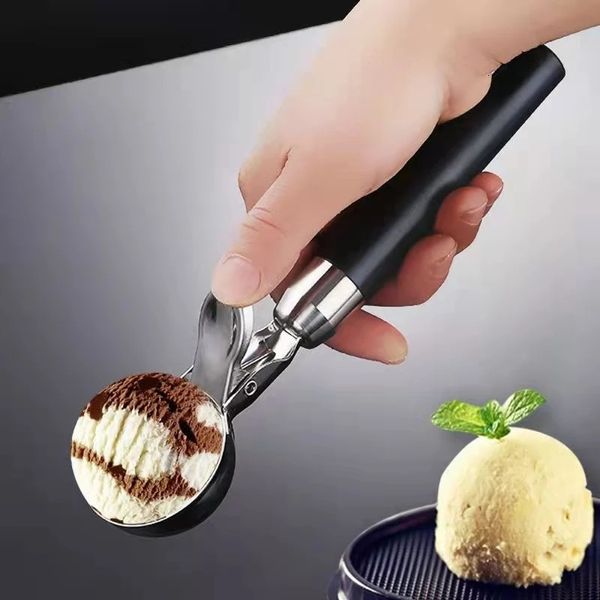 Ferramentas para Sorvete Colher de Sorvete Premium Colher de Gatilho de Aço Inoxidável Frozen Yogurt Gelatos Colher de Sundaes Acessórios de Cozinha Colher de Sorvete 230704