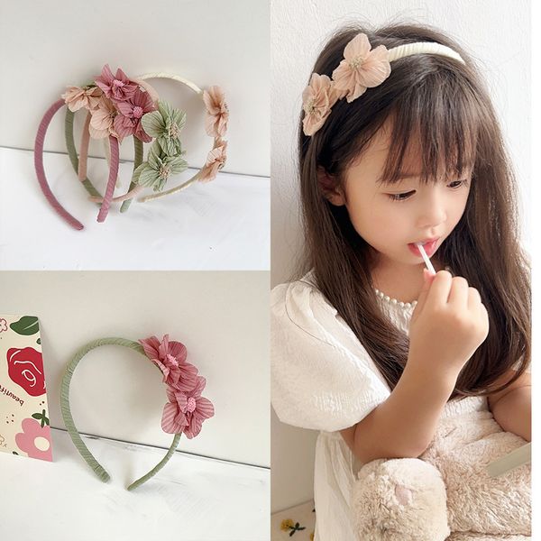 Meninas coreanas 3D flor Acessórios de cabelo fofos doces flores Crianças princesa headband cartão de cabelo moda infantil Bastões de cabelo B418