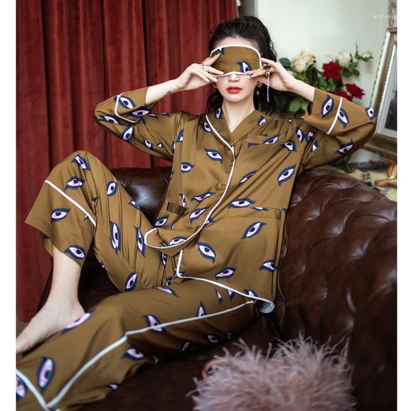 Damen-Nachtwäsche Original Coffee Eyes Pyjamas 2023 Frühling und Herbst zweiteiliges Pyjama-Set Unterwäsche für Frauen