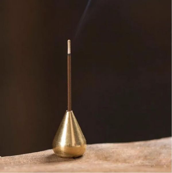Porte-bâton d'encens en forme de goutte d'eau en laiton petit encensoir accessoires Mini porte-bâton en cuivre décor à la maison E0704
