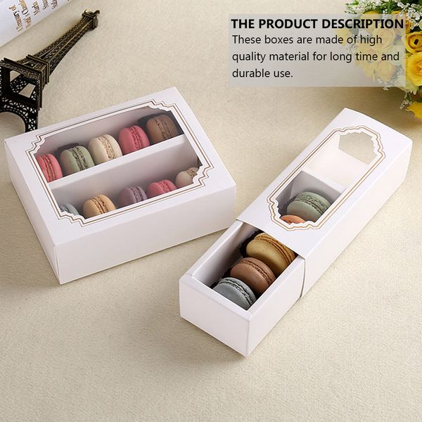 Confezione regalo 10 pezzi Scatola di macaron di carta Scatola per dolci con finestra Scatola di imballaggio di carta Scatola di imballaggio per amaretti Scatole di biscotti macaron trasparenti per dessert 230704