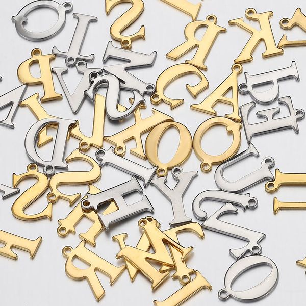 Lucite 520pcs 26LettersX20pcs Edelstahl Gold Buchstaben Initiale Charms Alphabet Perlen Anhänger für Schmuck Making DIY Großhandel