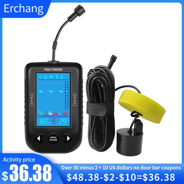 Fish Finder Erchang XF03 100M sonar portátil localizador de peixes 45 graus cobertura sonar ecobatímetro transdutor de alarme lago e pesca marítima HKD230703