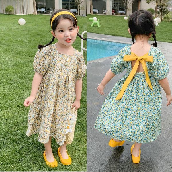 Abiti da ragazza 2023 Summer Light Luxury Fashion Girls Dress Versione coreana di gonna floreale per bambini Comoda boutique da principessa casual