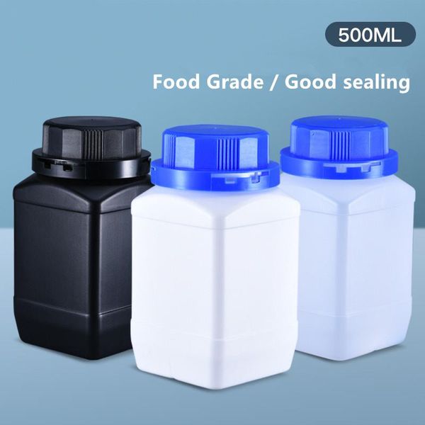 4pcs 500ml Boş HDPE Şişeler Kapaklı geniş ağızlı Ağız Kare Şişe Sıvı Boya Losyon Gıda Sınıfı Depolama Konteyneri