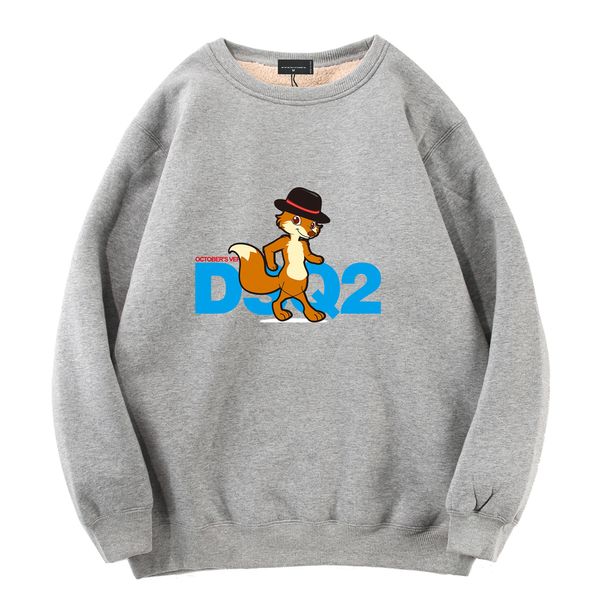 DSQ2 Marka Erkek Kapşonlu Uzun Kollu Külot Yün Hoodies Gevşek Sokak Giyim Pamuklu Sweatshirts Aşağı Fashion High Street Giyim O yaka Mektup Baskı Palto D2