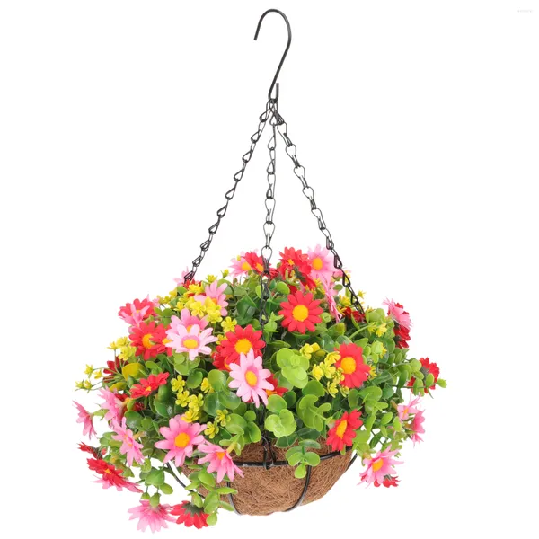 Dekoratif çiçekler açık asılı ekiciler sepet çelenk kolye yapay flowerpot 50x28cm Bağımsızlık Günü Plastik Askı