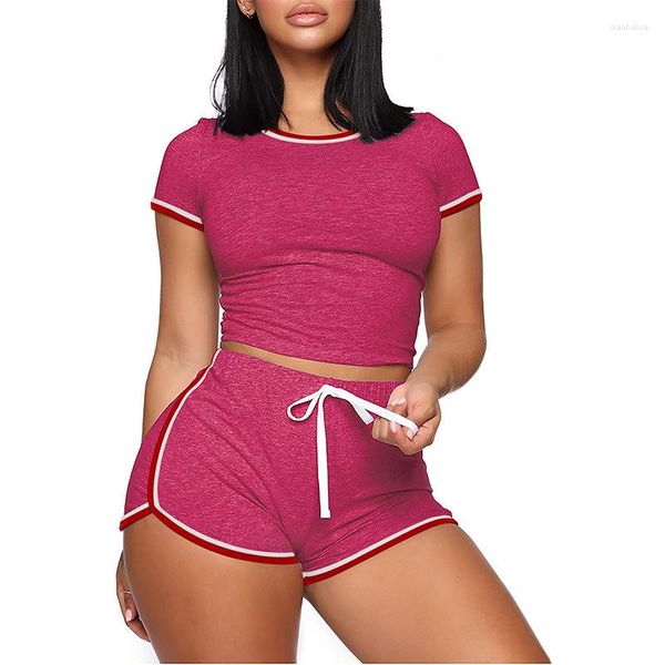 Agasalhos femininos primavera verão conjunto de shorts femininos tamanho grande manga curta casual roupas esportivas camisetas meninas duas peças xxl