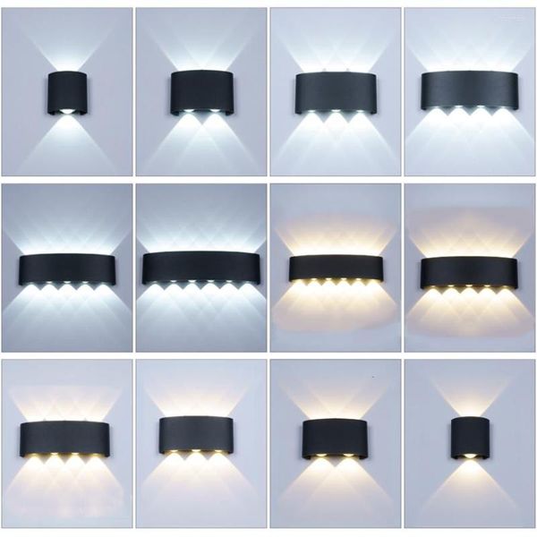 Lâmpada de parede led luz ao ar livre ip65 à prova dwaterproof água up down alumínio para escada quarto cabeceira banheiro corredor iluminação brilho