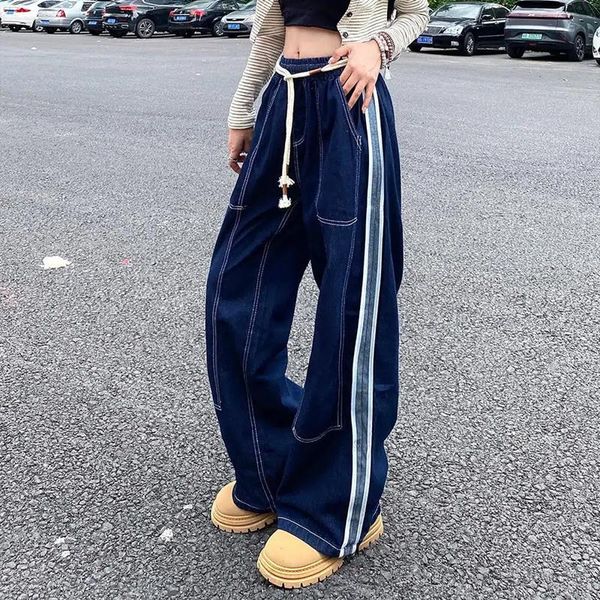 Kleider Hip Hop Elastische Taille Jeans Frau Streetwear Gerade Baggy Hosen Koreanische Mode Street Dance Damen Jean Y2k Trend Hosen