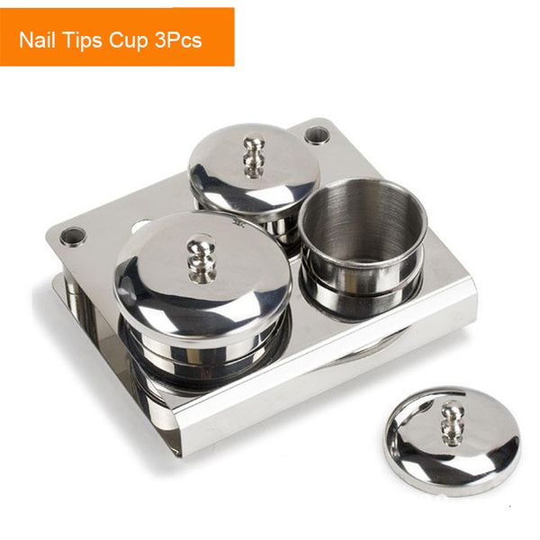 Nail Practice Display 3PCS Punte acriliche professionali in acciaio inossidabile Cup Dappen Dish Liquid Powder Holder Container Art Equipment Tools A083 230704