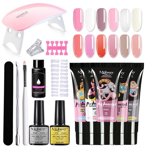 Set manicure per unghie 15ml Poly UV Gel Extend Builder Kit Finger Extension LED Base acrilica e top coat 230704