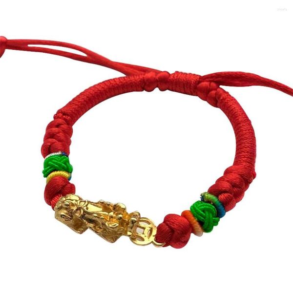 Braccialetti con ciondoli Moneta di rame Pi Xiu Braccialetto di corda rossa con regalo di festa in tessuto colorato per gli amici