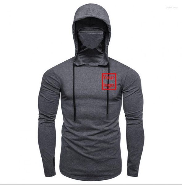 Moletons Masculinos Cor Sólida Roupas Fitness Personalizadas Moletom Masculino Com Capuz Manga Comprida Consertar o Corpo Personalizar Logotipo