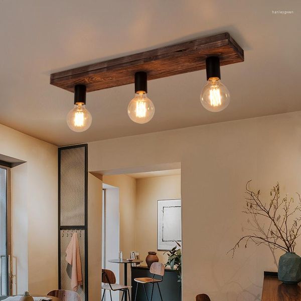 Потолочные светильники винтажный креативный твердый древесный люстр 3 головы световые рестораны гостиная коридор кофейня