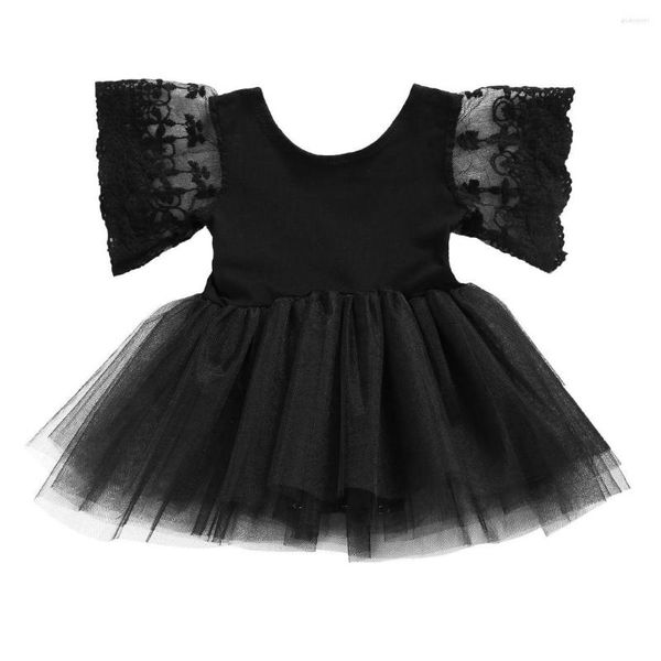 Kız Elbiseler Çocuklar Drssses Yaz 0-3y doğumlu çocuklar bebek börek prenses prenses Tutu Dantel Çiçek Giyim Siyah Kıyafetler