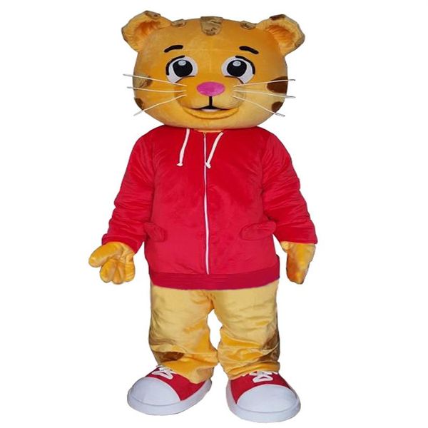 Traje de mascote inteiro daniel tiger para adulto animal vermelho grande festa de carnaval de halloween 280f