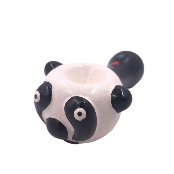 Pipe a mano in ceramica design Panda per erbe essiccate