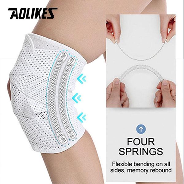 Vestidos aolikes 1Pair Knee Brace para dor no joelho Ajuste o suporte da manga de compressão do joelho com estabilizadores laterais para homens mulheres fiess