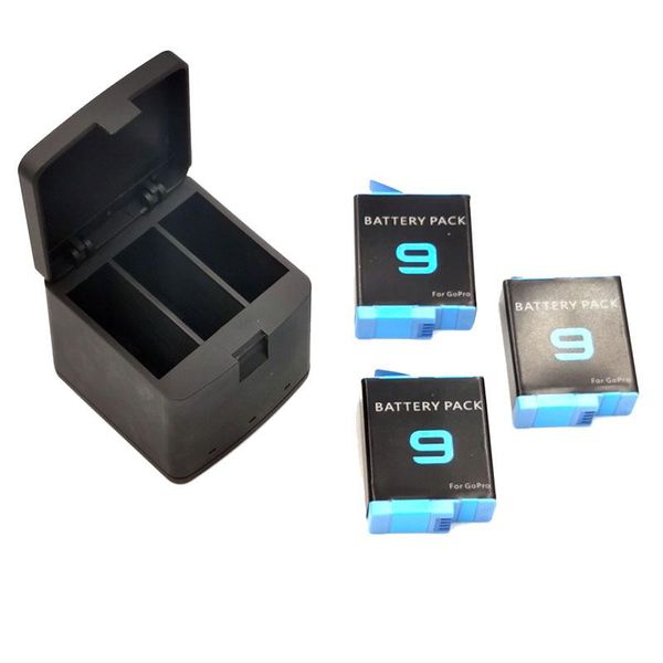 Connettori per GoPro 9 Hero9 Batteria al litio ricaricabile+Caricatore a LED da 3 slot Smart Ricarica Box per Go Pro Hero 9 Black Accessori neri