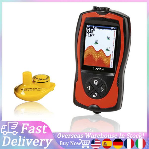 Fischfinder, 2-in-1-Fischfinder, wiederaufladbar, 2,4-Zoll-LCD, kabelloser Angel-Sonar-Geber, Tiefenortungsgerät, ICE-Ozean-Boot-Alarm, Fischdetektor HKD230703