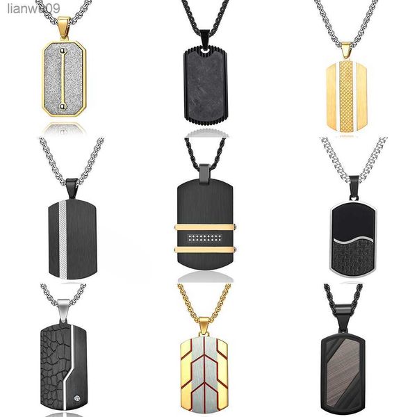 Edelstahl Dog Tag Anhänger Halskette für Männer Freund Charme Link Kette Männlichen Punk Schmuck Dropshipping L230704