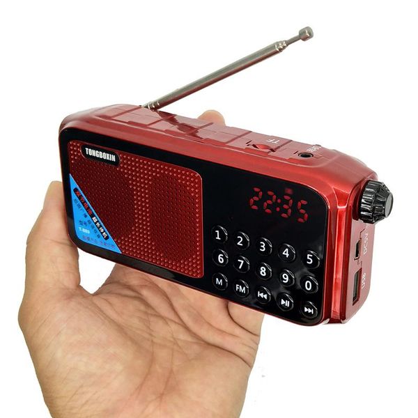 Jogadores portátil rádio alto-falante portátil digital fm usb tf relógio mp3 player alto-falante suporte dois 18650 bateria recarregável