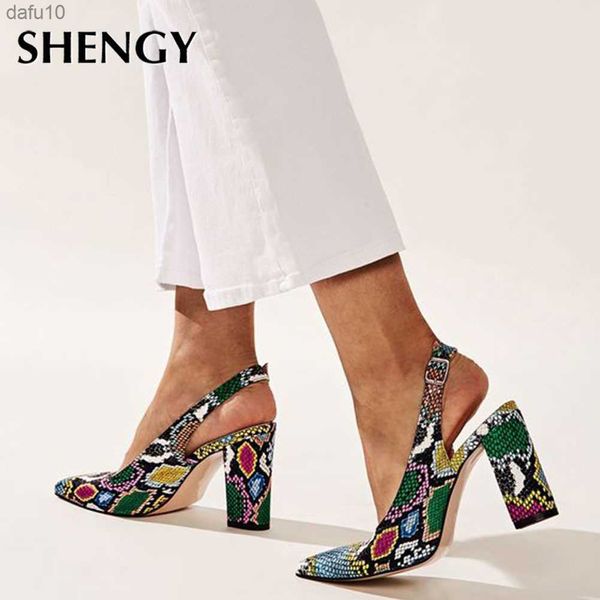 SHY High Heels 2020 New INS HOT Design Multi Snake Stampato Sandali estivi Scarpe da donna Party Lady Scarpe da ufficio femminili L230704