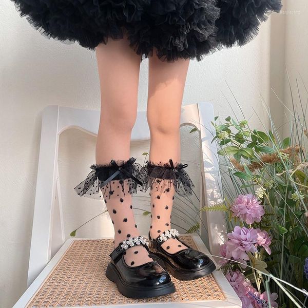 Calzini da donna 2023 Prodotto giapponese Full Star Dots Versione dritta Crystal Female Children's Baby Lace Lolita Cute Pile