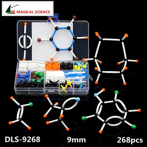Outros materiais escolares para escritório 268 peças Conjunto de modelos moleculares DLS9268 Kits de estrutura de moléculas de química orgânica para pesquisa de ensino 9 mm Série 230703
