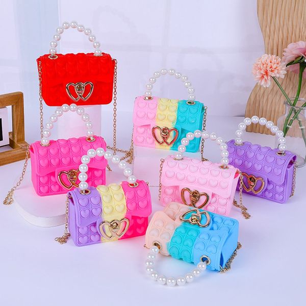Kalp şekli inci el çantası Pops oyuncaklar için kızlar kızlar antistress çanta sevimli çizgi film çanta çanta fidget hediyeler yeni 2193