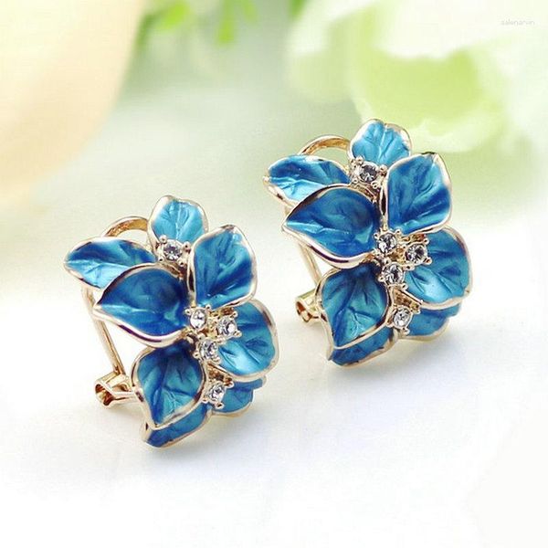 Ohrstecker Trendy Rose Gold Farbe Kristall Blau Rot Schwarz Blume Vintage Modeschmuck Frauen Geschenk Rigant Italina Drop