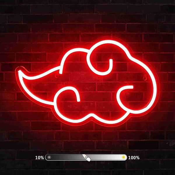 Ночные огни облачные знаки Dimmable Red Gaming Знаки для спальни подростковая игра для декора стены USB с питанием светодиодов неоновый свет HKD230704