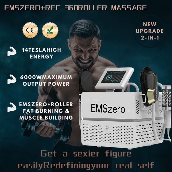 2023 Der neue Emszero 2-in-1 5D-Roller strafft die Muskeln, erhöht die Muskeln, verringert das Fett, formt die Hüftliftweste, verbrennt Fett, festigt die Form, Neo-RF-Massage-Muskelstimulator