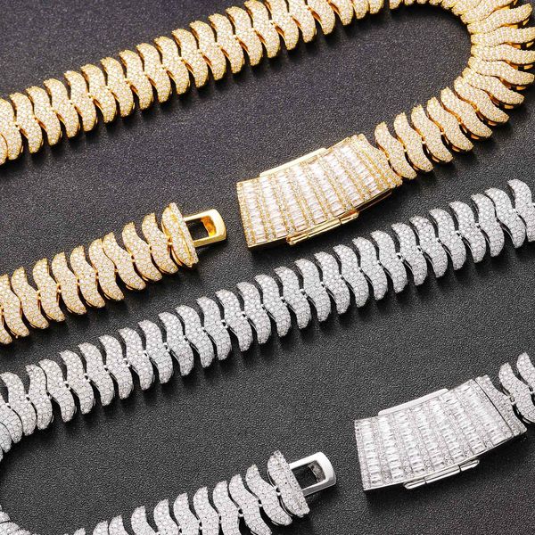 Neue Mode 22mm 16-24 zoll Gelb Weiß Gold Überzogene Volle Micro Einstellung CZ Kubanischen Kette Halskette Armband punk Schmuck Halskette Ketten