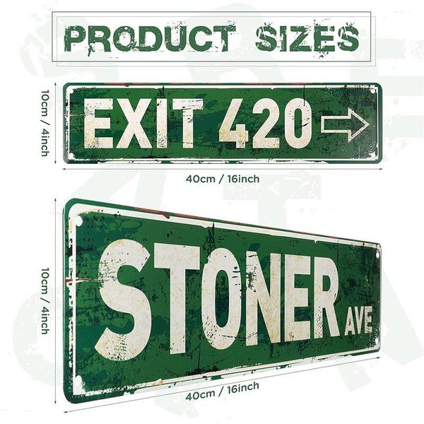 Vorhänge Exit 420 Schild Metallschild Wandausgang Retro Straßenschild Blechschild Poster Rustikal 4 x 16 Zoll Dekor Stoner Ave Lustige Wandschilder