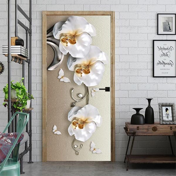 Çıkartmalar Modern Kapı Sticker Simate Cam Desen Geometrik Kendi Kendinden Yapışkan Çiçek Duvar Etiketi Su geçirmez çamaşır Odası Ev Dekor Dekor