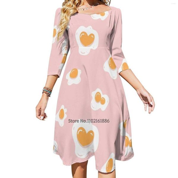 Vestidos casuais Eggs Back Lacing Backless Dress Decote quadrado Sweet Elegant Egg Tumblr Aesthetic Harajuku Japan Japanese