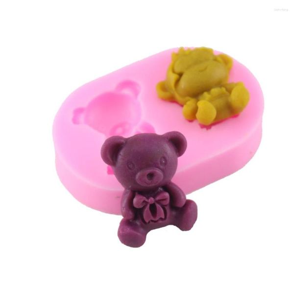 Moldes para assar (3 peças/lote) Mais recente 6 4 1,3 cm Urso e macaco dos desenhos animados Animais Forma Fondant de Silicone Molde para Bolo Doces Ferramentas de Moldagem