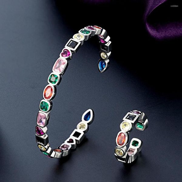 Collana Orecchini Set Zlxgirl Gioielli Zirconi Colorati Arabia Saudita Anello Braccialetto Per Le Donne Festa Nuziale Dubai Bracciale In Oro Anel