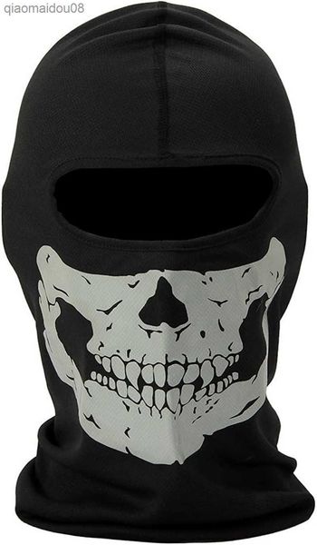 Black Ghosts Skull Volgelaatsmasker Winddicht Ski Masker Motorfiets Gezicht Tactische Bivakmuts Kap voor Mannen Vrouwen Halloween Cosplay L230704