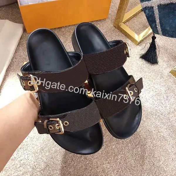 Kutu Kadın Erkek Sandalet Tasarımcı Lady Beyler Renkli Tuval Terlik Mektubu Anatomik Deri Slide Flip Flop 6 Stil Model OB 4587 1164