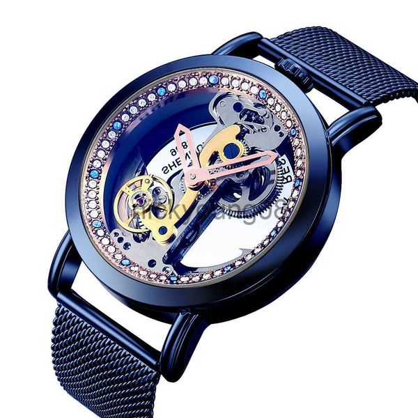 Orologi da polso SHENHUA Luxury Diamond Tourbillon Skeleton da donna es Fashion Royal trasparente automatico meccanico da polso da donna 0703