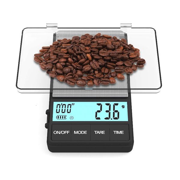 Strumenti di misurazione Bilancia tascabile piccola per caffè 1000 x 0,1 g Bilancia digitale in grammi con timer Grande schermo LCD Bilancia per caffè espresso Bilancia per gioielli in oro 230704